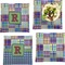 Blue Madras Plaid Print Set of 4 Glass Square Lunch / Dinner Plate 9.5" (Personalized)