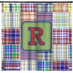Blue Madras Plaid Print Shower Curtain (Personalized)