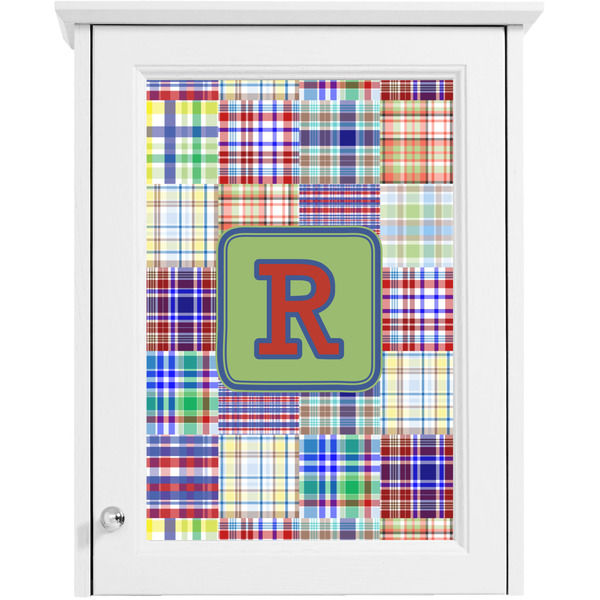 Blue Madras Plaid Single White Cabinet Decal