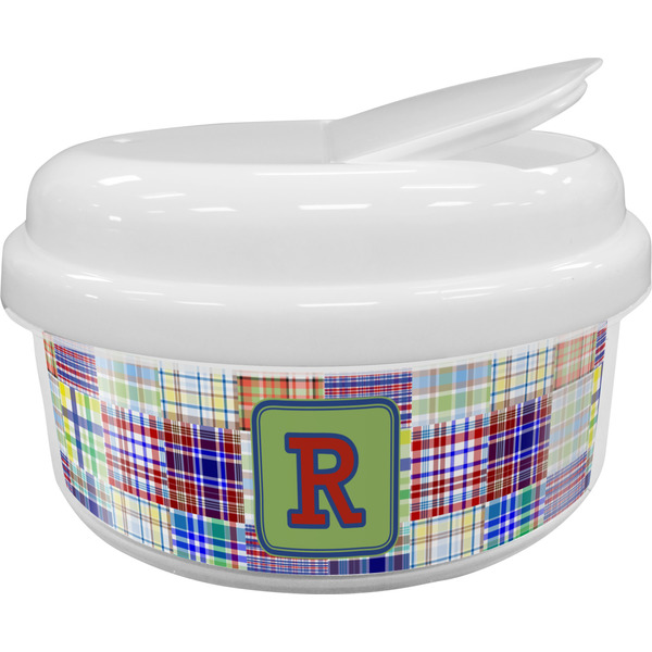 Custom Blue Madras Plaid Print Snack Container (Personalized)