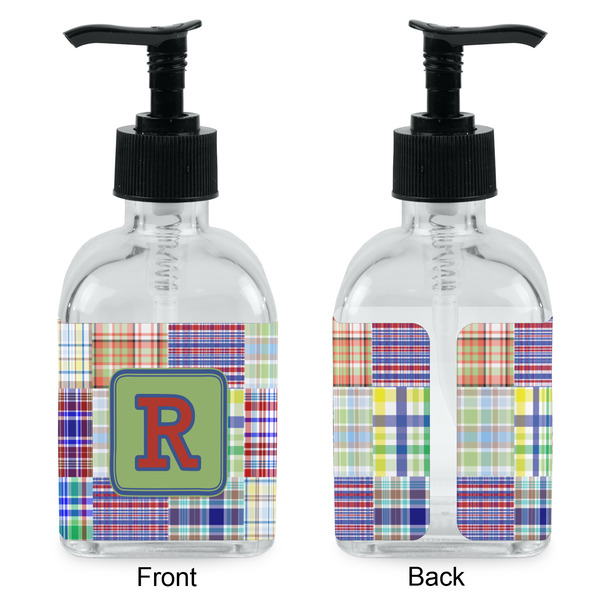 Blue Madras Plaid Print Glass Soap/Lotion Dispenser - Approval