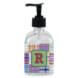 Blue Madras Plaid Print Glass Soap & Lotion Bottle - Single Bottle (Personalized)