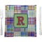 Blue Madras Plaid Print 9.5" Glass Square Lunch / Dinner Plate- Single or Set of 4 (Personalized)