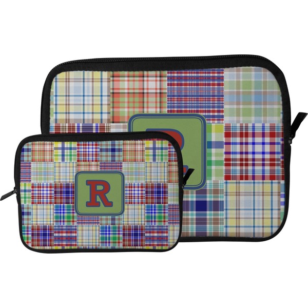 Blue Madras Plaid Tablet Sleeve (Size Comparison)