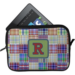 Blue Madras Plaid Print Tablet Case / Sleeve - Small (Personalized)