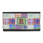 Blue Madras Plaid Print Leatherette Ladies Wallet (Personalized)