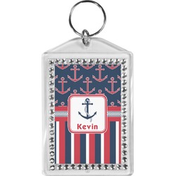 Nautical Anchors & Stripes Bling Keychain (Personalized)