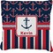 Nautical Anchors & Stripes Faux-Linen Throw Pillow 18" (Personalized)