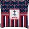 Nautical Anchors & Stripes Burlap Pillow 22"