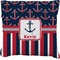 Nautical Anchors & Stripes Faux-Linen Throw Pillow 20" (Personalized)