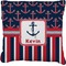 Nautical Anchors & Stripes Faux-Linen Throw Pillow (Personalized)