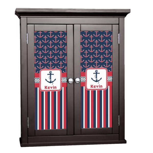 Custom Nautical Anchors & Stripes Cabinet Decal - Medium (Personalized)