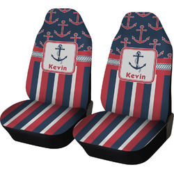 Nautical Anchors & Stripes Car Seat Covers (Set of Two) (Personalized)