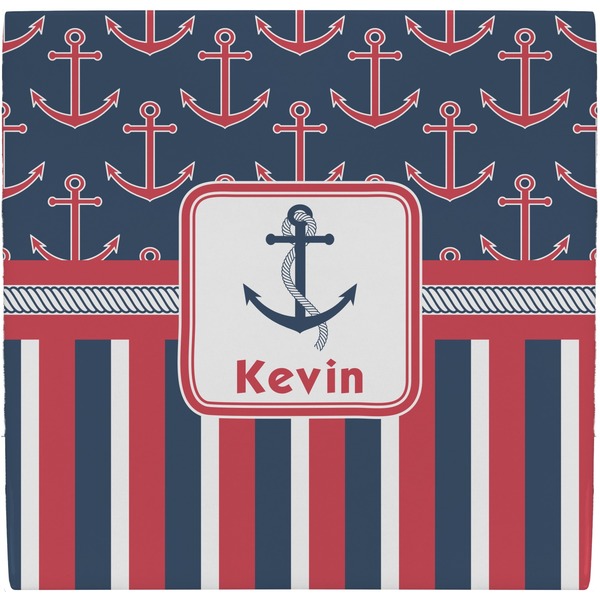 Custom Nautical Anchors & Stripes Ceramic Tile Hot Pad (Personalized)