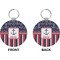 Nautical Anchors & Stripes Circle Keychain (Front + Back)