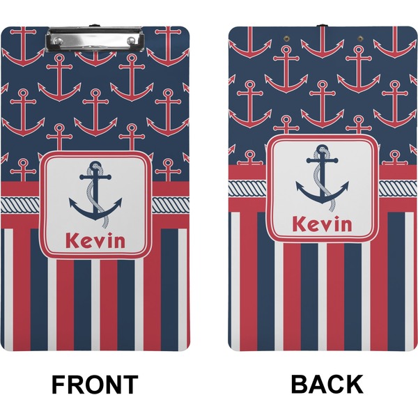 Nautical Anchors & Stripes Clipboard (Legal) (Front + Back)
