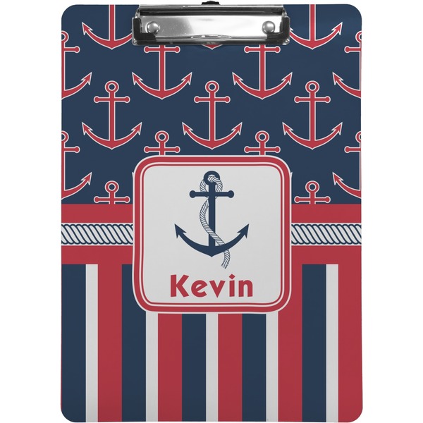 Custom Nautical Anchors & Stripes Clipboard (Letter Size) (Personalized)