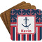 Nautical Anchors & Stripes Coaster Set (Personalized)