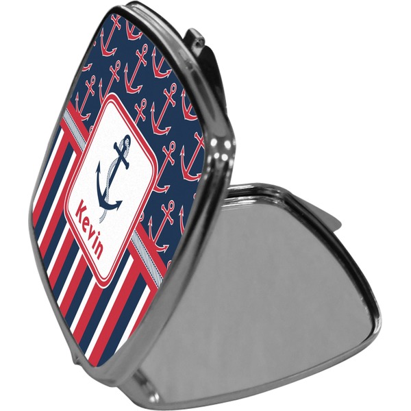 Nautical Anchors & Stripes Compact Mirror (Side View)