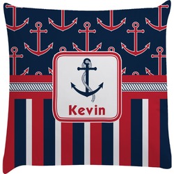 Nautical Anchors & Stripes Decorative Pillow Case (Personalized)