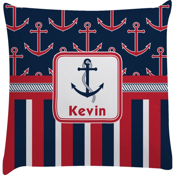 Custom Nautical Anchors & Stripes Decorative Pillow Case (Personalized)