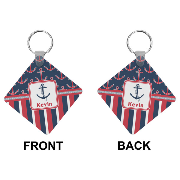 Nautical Anchors & Stripes Diamond Keychain (Front + Back)
