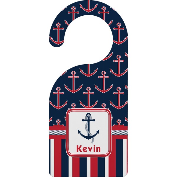 Custom Nautical Anchors & Stripes Door Hanger (Personalized)