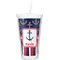 Nautical Anchors & Stripes Double Wall Tumbler with Straw (Personalized)