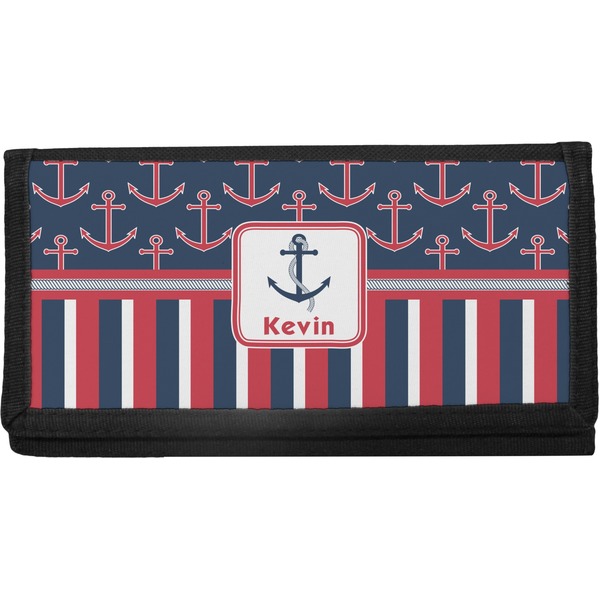 Custom Nautical Anchors & Stripes Canvas Checkbook Cover (Personalized)