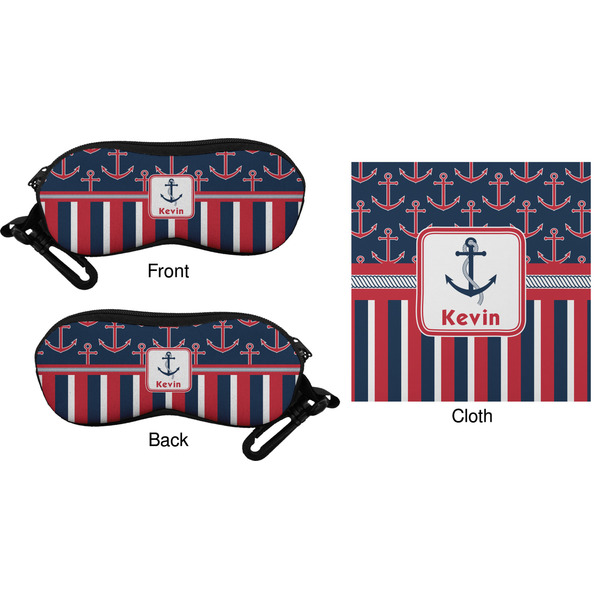 Nautical Anchors & Stripes Eyeglass Case & Cloth (Approval)