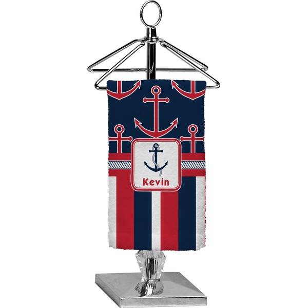 Custom Nautical Anchors & Stripes Finger Tip Towel - Full Print (Personalized)