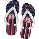 Nautical Anchors & Stripes Flip Flops - Small (Personalized)
