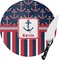 Nautical Anchors & Stripes Round Glass Cutting Board - Medium (Personalized)