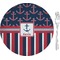 Nautical Anchors & Stripes Glass Appetizer / Dessert Plate 8" (Personalized)