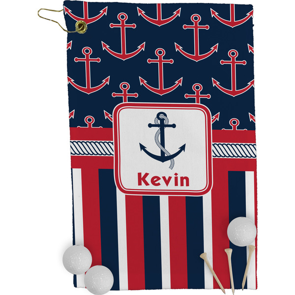 Nautical Anchors & Stripes Golf Towel (Personalized)