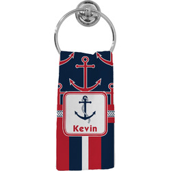 Nautical Anchors & Stripes Hand Towel - Full Print (Personalized)