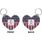 Nautical Anchors & Stripes Heart Keychain (Front + Back)