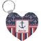 Nautical Anchors & Stripes Heart Keychain (Personalized)