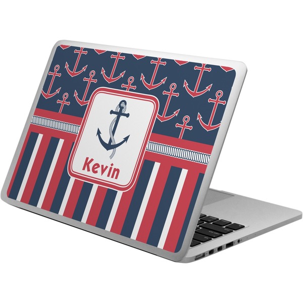 Custom Nautical Anchors & Stripes Laptop Skin - Custom Sized (Personalized)