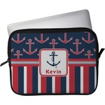 Nautical Anchors & Stripes Laptop Sleeve / Case - 11" (Personalized)