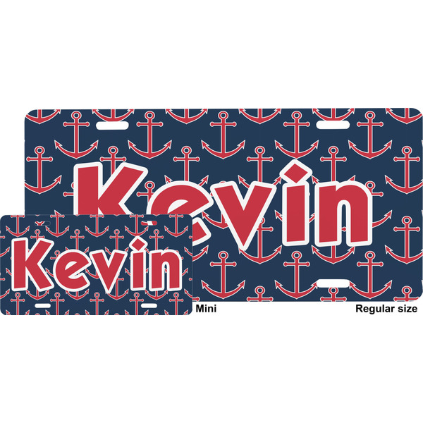 Nautical Anchors & Stripes License Plate (Sizes)