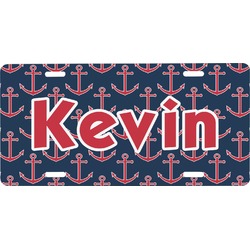 Nautical Anchors & Stripes Front License Plate (Personalized)