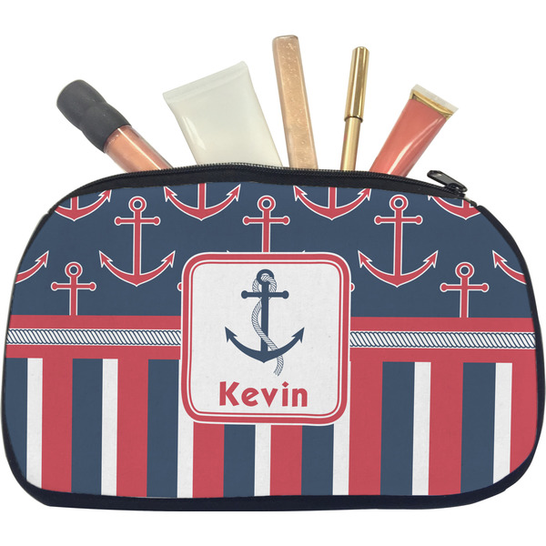 Nautical Anchors & Stripes Makeup Bag Medium