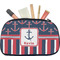 Nautical Anchors & Stripes Makeup / Cosmetic Bag - Medium (Personalized)