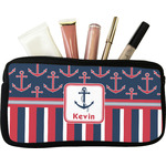 Nautical Anchors & Stripes Makeup / Cosmetic Bag - Small (Personalized)