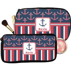 Nautical Anchors & Stripes Makeup / Cosmetic Bag (Personalized)