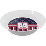 Nautical Anchors & Stripes Melamine Bowl - 12 oz (Personalized)