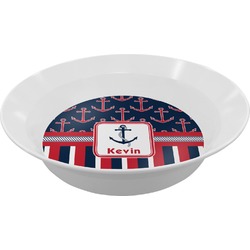 Nautical Anchors & Stripes Melamine Bowl (Personalized)