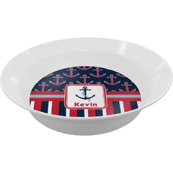 Nautical Anchors & Stripes Melamine Bowl (Personalized)