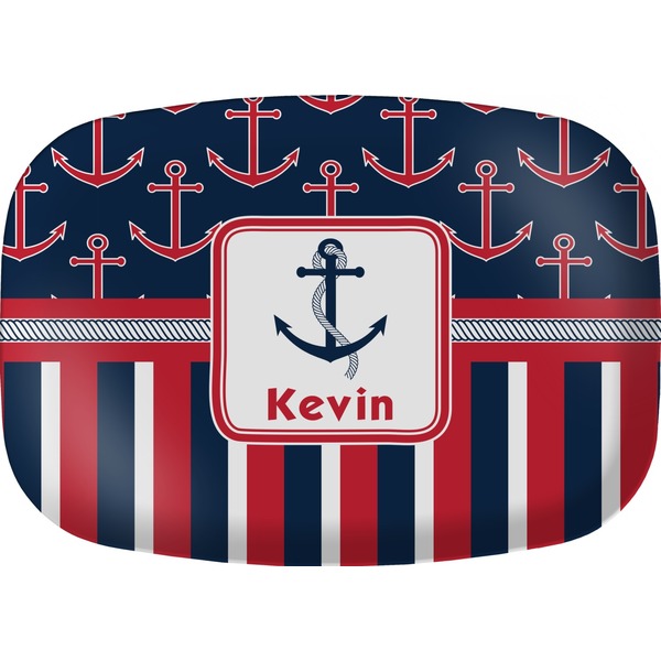 Custom Nautical Anchors & Stripes Melamine Platter (Personalized)